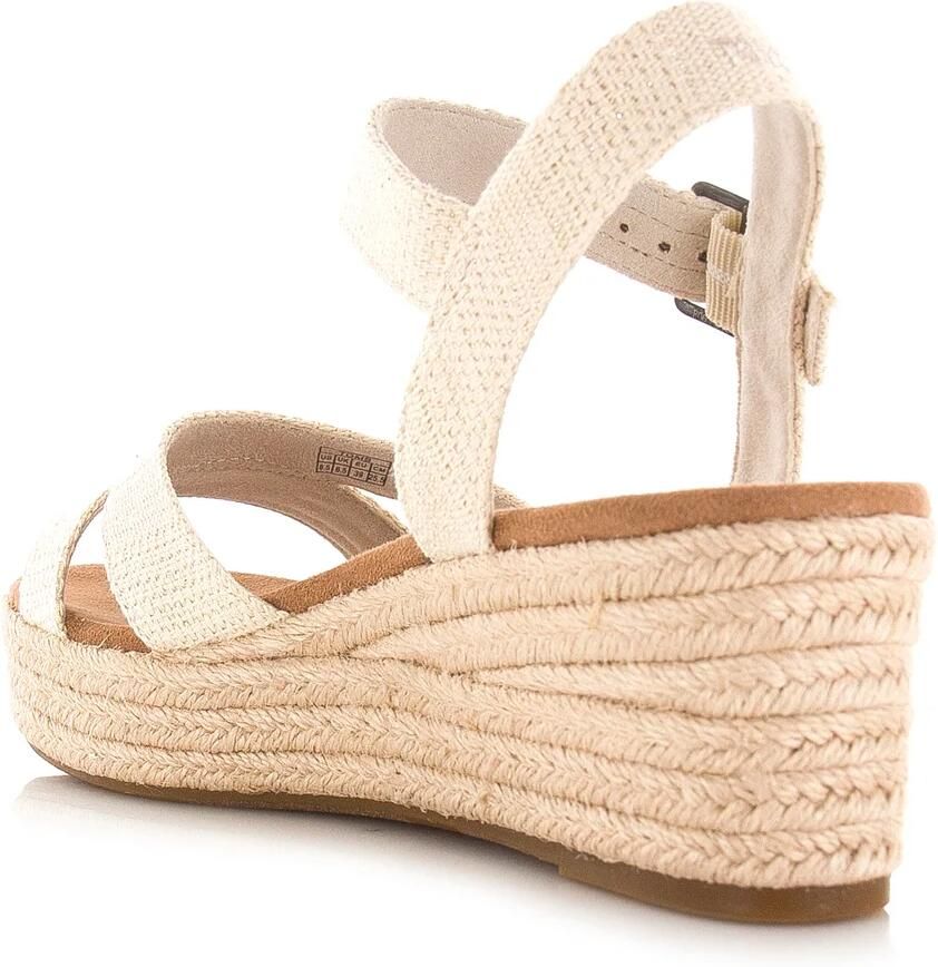 TOMS Audrey naturel | linnen sleehak sandalen Beige Textiel Sandalen met hak Dames - Foto 6
