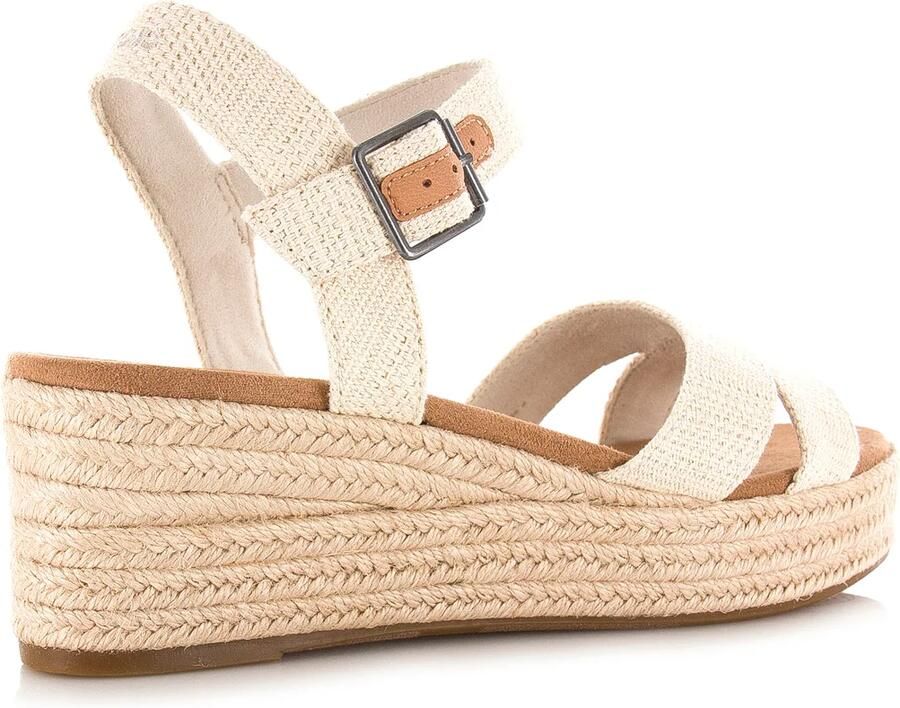 TOMS Audrey naturel | linnen sleehak sandalen Beige Textiel Sandalen met hak Dames - Foto 7