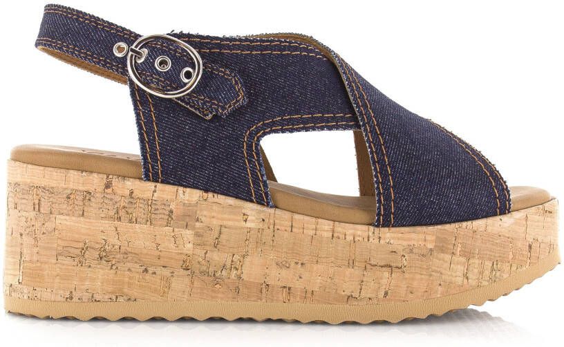 VIA VAI Sissel Capri | denim sandalen sleehak Blauw Textiel Sandalen met hak Dames