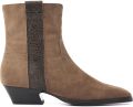 VIA VAI Keira Weston Enkellaarsjes Dames Leer Suède Beige - Beige
