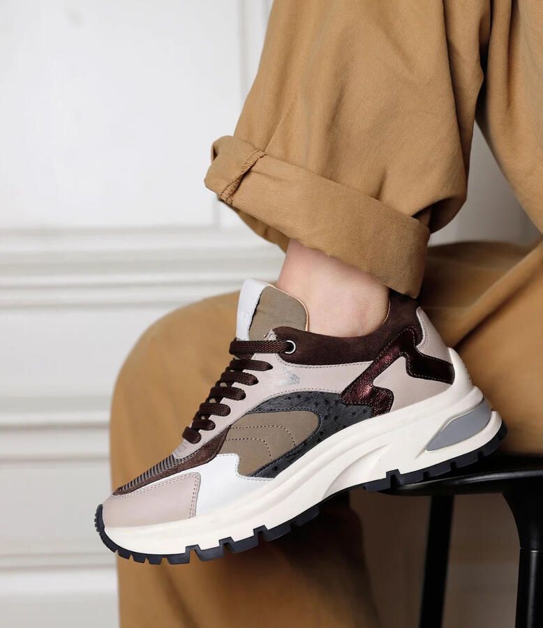 VIA VAI Liz Leighton Sneakers Dames Leer Mesh Suède Textiel Grijs - Foto 4