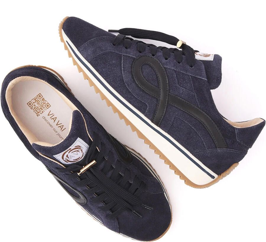 VIA VAI Mikki Eve Sneakers Dames Leer Suède Blauw - Foto 2
