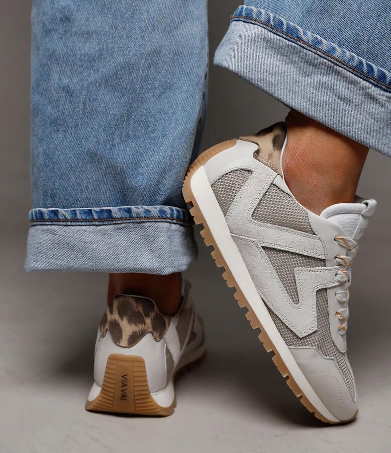 VIA VAI Scott Kenzie Sneakers Dames Leer Mesh Suède Wit - Foto 4