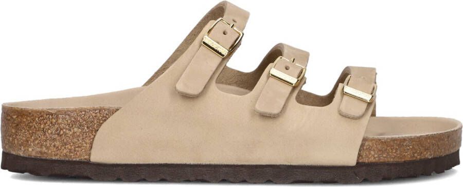 BIRKENSTOCK Badslippers Dames Florida Maat: 42 Materiaal: Leer Kleur: Beige