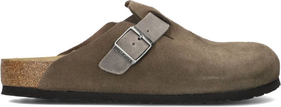 BIRKENSTOCK Slippers Heren Boston Heren Maat: 42 Materiaal: Suède Kleur: Bruin
