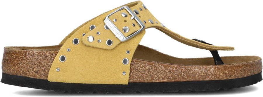 BIRKENSTOCK Teenslippers Dames Gizeh Rivet Border Maat: 43 Materiaal: Suède Kleur: Geel