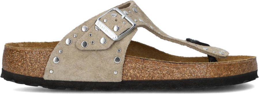 BIRKENSTOCK Teenslippers Dames Gizeh Rivet Border Maat: 43 Materiaal: Suède Kleur: Beige