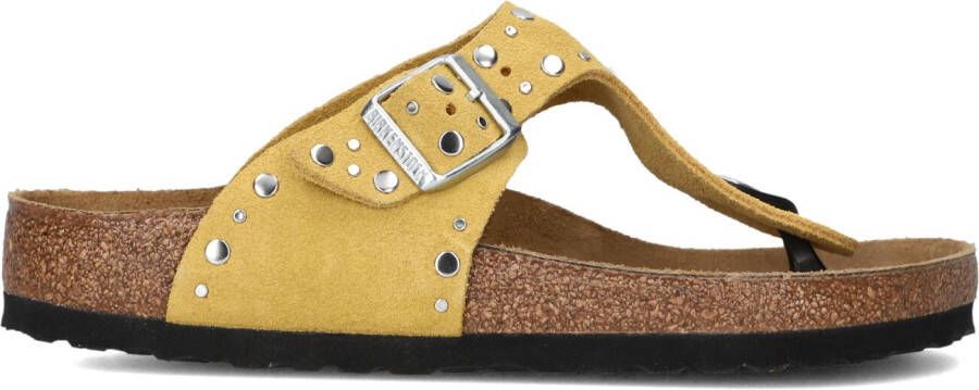 BIRKENSTOCK Teenslippers Dames Gizeh Rivet Border Maat: 41 Materiaal: Suède Kleur: Geel