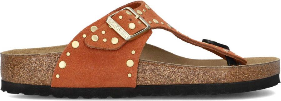 BIRKENSTOCK Teenslippers Dames Gizeh Rivet Border Maat: 37 Materiaal: Suède Kleur: Oranje - Foto 4