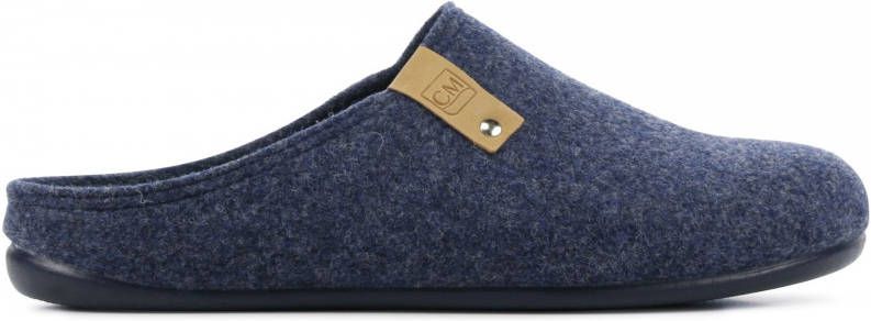 CM Comfort Mannen Canvas Harde zool Pantoffels/open Sloffen 67800081 Blauw  - Schoenen.nl