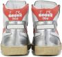 Diadora Sneakers Dames Hoge sneakers Damesschoenen Leer Mi bask metal mix Wit rood - Thumbnail 10