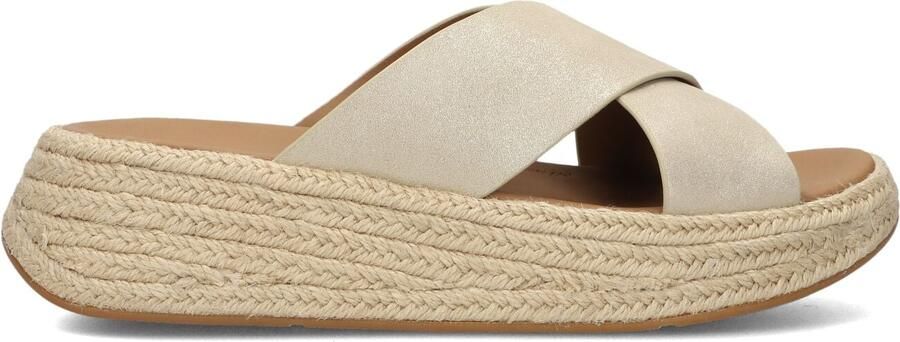 FITFLOP Slippers Dames Espradille Shimmer Cross Slide Maat: 42 Materiaal: Textiel Kleur: Goudkleurig