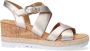 Gabor Metallic Kruisband Sleehak Sandalen Beige Dames - Thumbnail 3