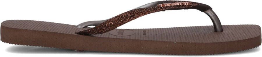 HAVAIANAS Teenslippers Dames Square Glitter Maat: 35 36 Materiaal: Rubber Kleur: Bruin