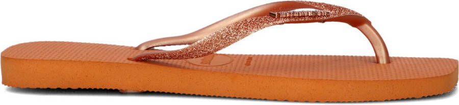 HAVAIANAS Teenslippers Dames Square Glitter Maat: 39 40 Materiaal: Rubber Kleur: Oranje