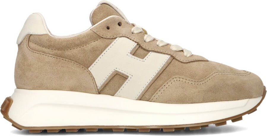 HOGAN Lage Sneakers Dames H641 Allacciato H Patch Maat: 37 5 Materiaal: Suède Kleur: Beige