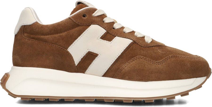 HOGAN Lage Sneakers Dames H641 Allacciato H Patch Maat: 39 Materiaal: Suède Kleur: Cognac
