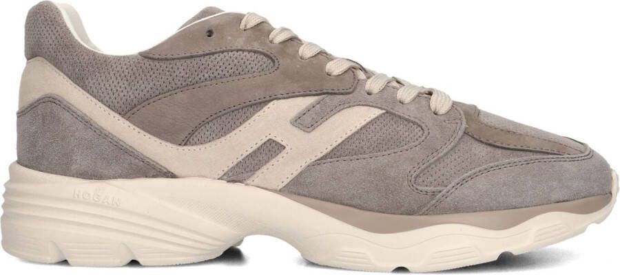 HOGAN Lage Sneakers Heren Combi Sneaker Maat: 44 5 Materiaal: Suède Kleur: Taupe