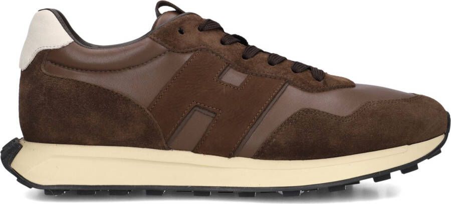 HOGAN Lage Sneakers Heren H601 Allacciato H Patch Maat: 48 5 Materiaal: Leer Kleur: Bruin
