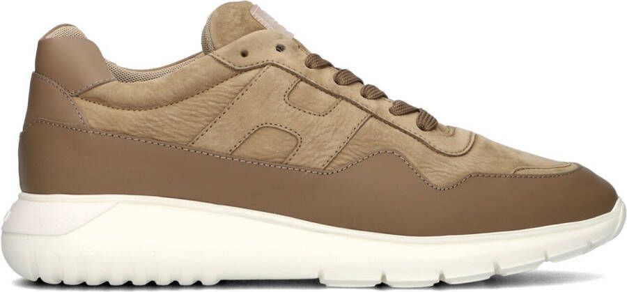 HOGAN Lage Sneakers Heren Interactive3 Allacciato Pelle Maat: 44 5 Materiaal: Suède Kleur: Camel