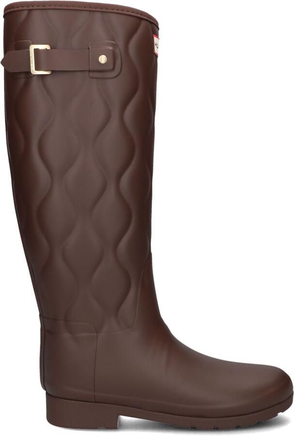 HUNTER Regenlaarzen Dames Womens Original Refined Tall Onion Quilt Rubber Bruin