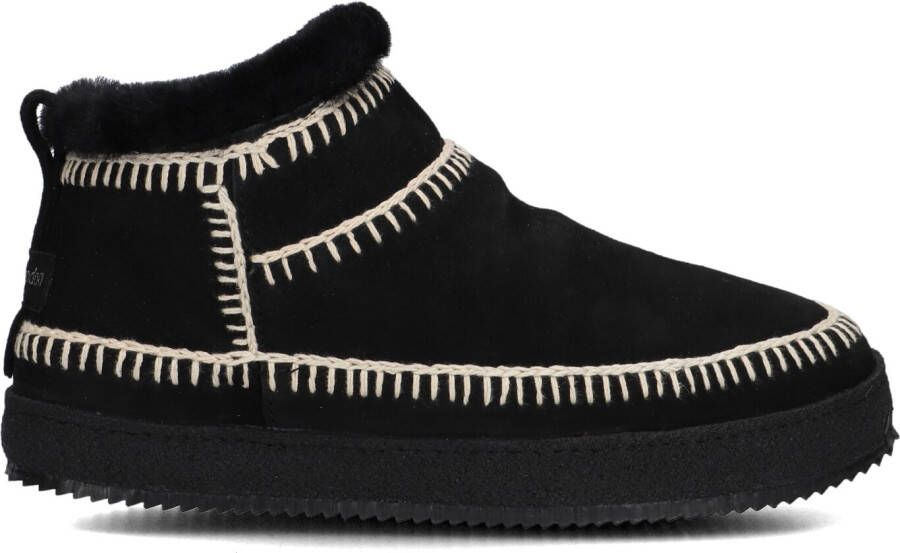 LAIDBACKLONDON Vachtlaarzen Dames Nyuki Low Crochet Maat: 41 Materiaal: Suède Kleur: Zwart