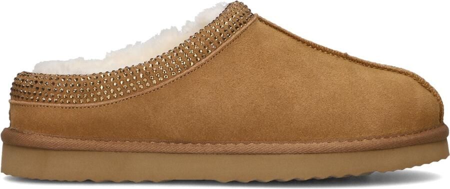 Lina Locchi Instappers Dames Instapschoenen Damesschoenen Suède Glitter Clog Cognac