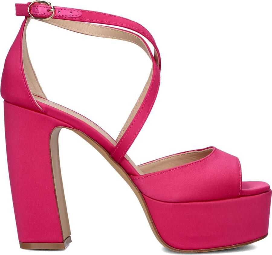 Lina Locchi Sandalen Dames Damesschoenen Leer Plateauhak hoogte 10 cm L1296 Fuchsia