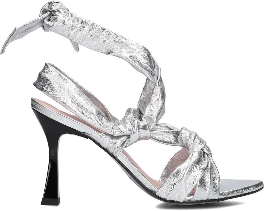Lina Locchi Sandalen Dames Damesschoenen Leer Blokhak hoogte L1305 Zilver - Foto 4