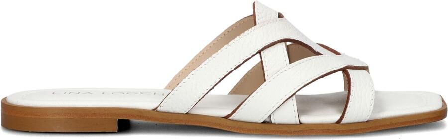 LINA LOCCHI Slippers Dames Led Slipper Met Gesp Maat: 42 Materiaal: Leer Kleur: Wit