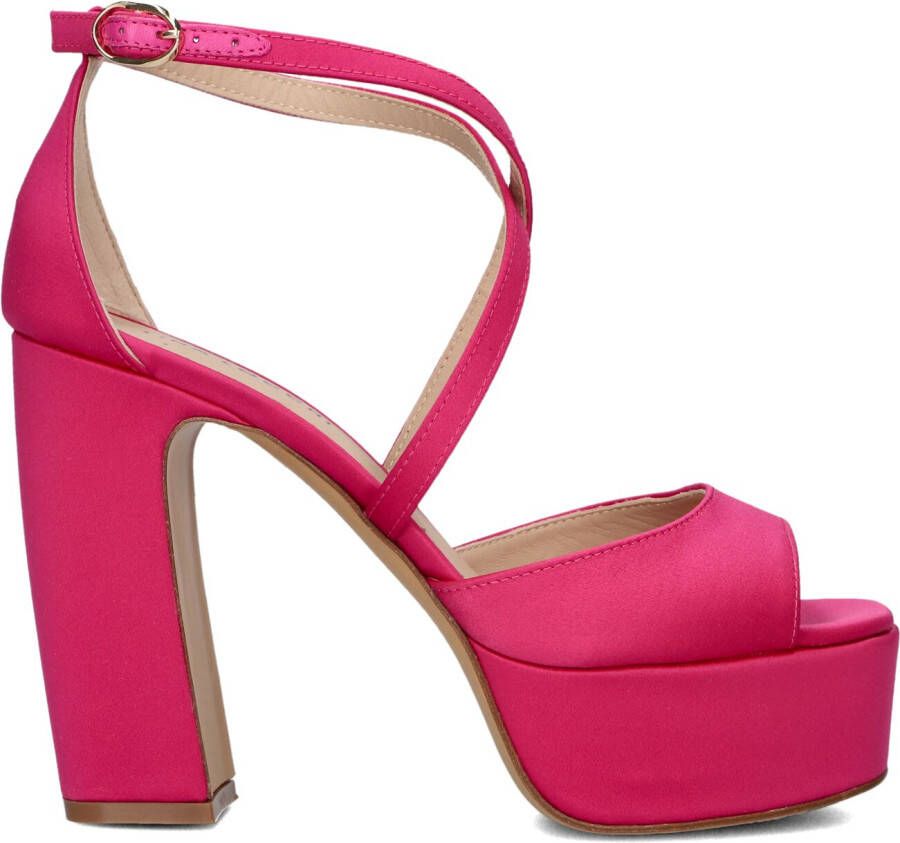 Lina Locchi Sandalen Dames Damesschoenen Leer Plateauhak hoogte 10 cm L1296 Fuchsia