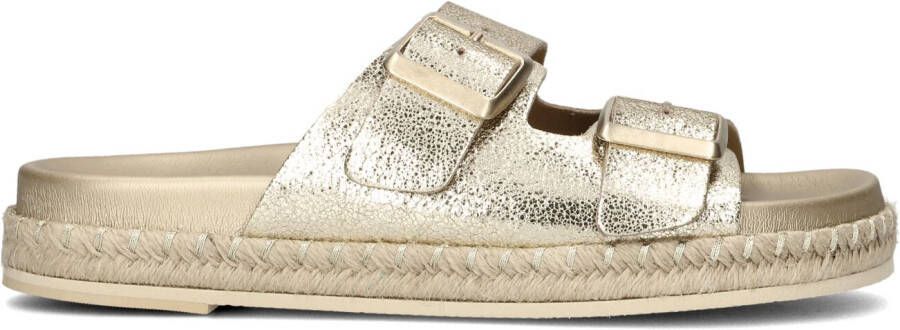 LINA LOCCHI Slippers Dames Met 2 Gesp Slipper Espa Zool Maat: 40 Materiaal: Leer Kleur: Goud