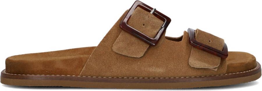 LINA LOCCHI Slippers Dames Sue 2 Gesp Slipper Maat: 36 Materiaal: Suède Kleur: Cognac
