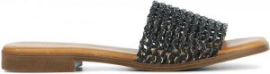 Mace Slippers Dames Sandalen Instappers Damesschoenen Synthetisch Blokhak M1128 Zwart