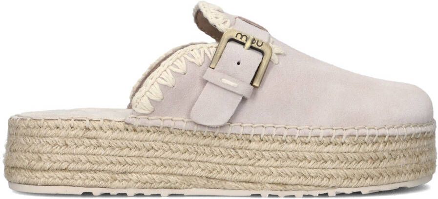 MOU Instappers Dames Jute Clog Plain Sue Maat: 36 Materiaal: Suède Kleur: Beige