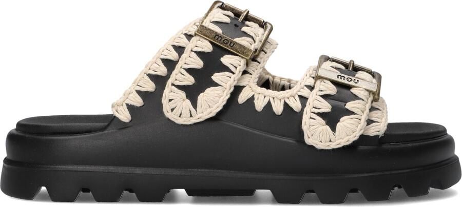 MOU Slippers Dames Eva One-piece Slide Two-buckles Textiel Zwart - Foto 3