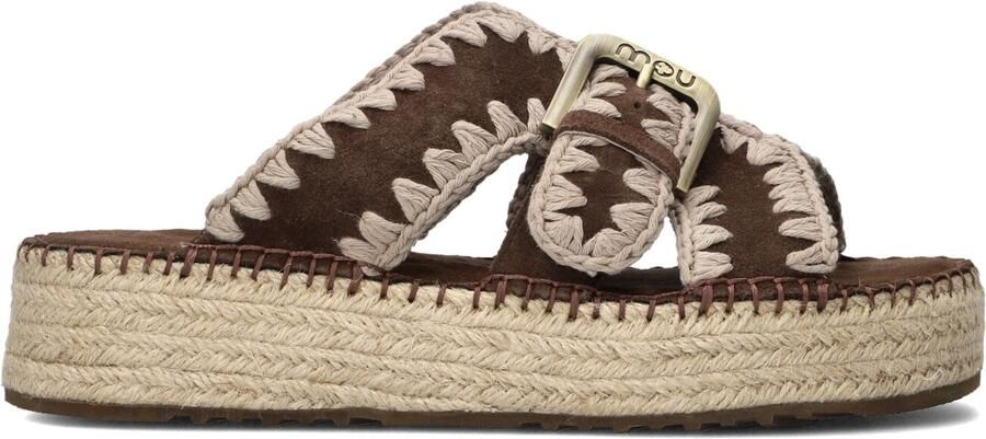 MOU Slippers Dames Jute Sandal Suède Bruin - Foto 2