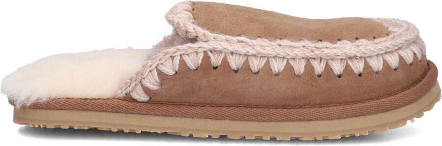 MOU Pantoffels Dames Slipper Full Eskimo Stitch Maat: 38 Materiaal: Suède Kleur: Bruin