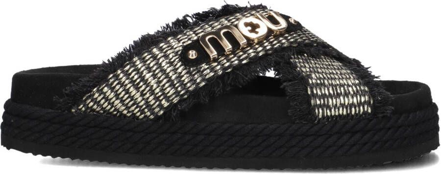 MOU Slippers Dames Criss-cross Maat: 37 Materiaal: Textiel Kleur: Zwart