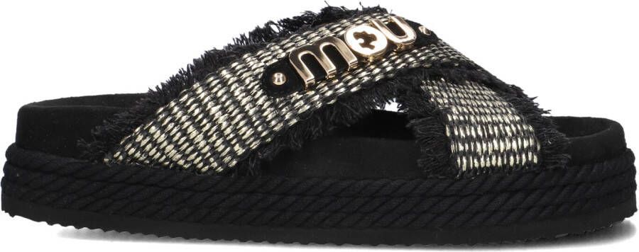 MOU Slippers Dames Criss-cross Maat: 37 Materiaal: Textiel Kleur: Zwart