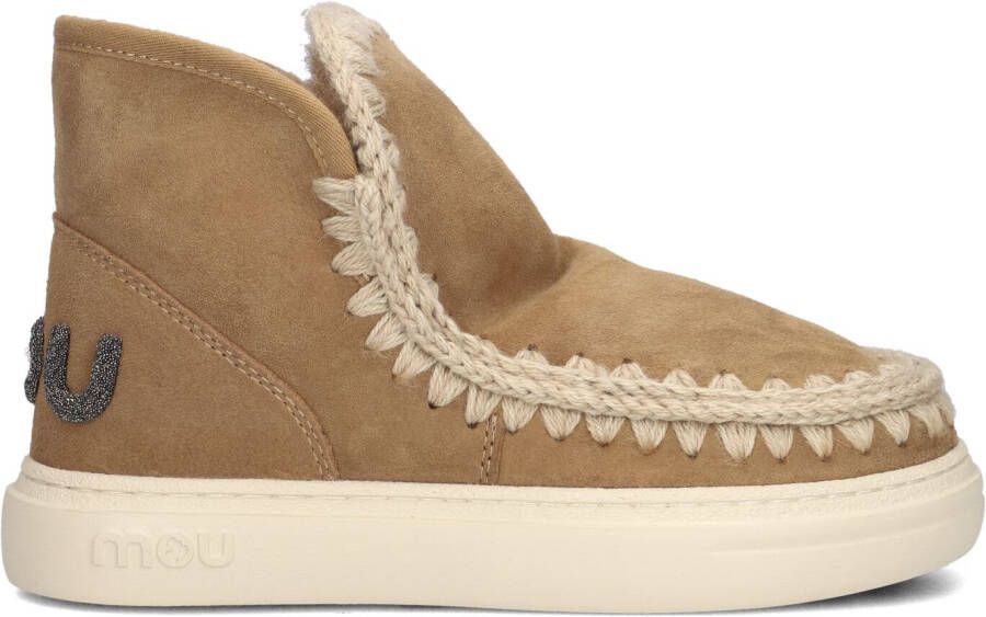 MOU Vachtlaarzen Dames Eskimo Sneaker Bold Glitter Logo Maat: 37 Materiaal: Suède Kleur: Cognac - Foto 5