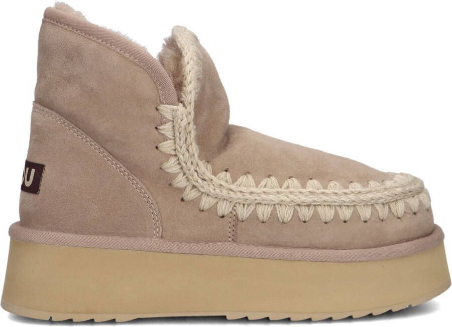 MOU Vachtlaarzen Dames Mini Eskimo Platform Boot Maat: 39 Materiaal: Suède Kleur: Beige