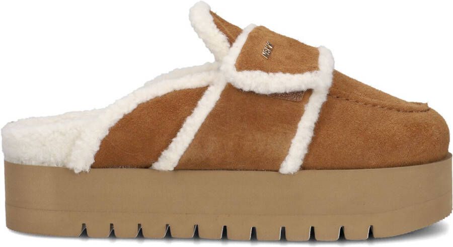NUBIKK Instappers Dames Teddy Fur Maat: 40 Materiaal: Suède Kleur: Cognac
