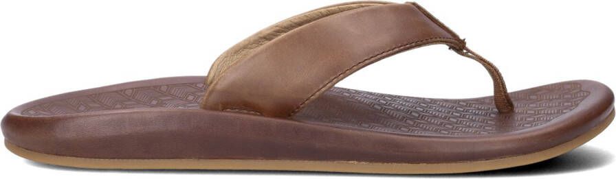 OLUKAI Teenslippers Heren Ilikai Maat: 45 Materiaal: Leer Kleur: Cognac