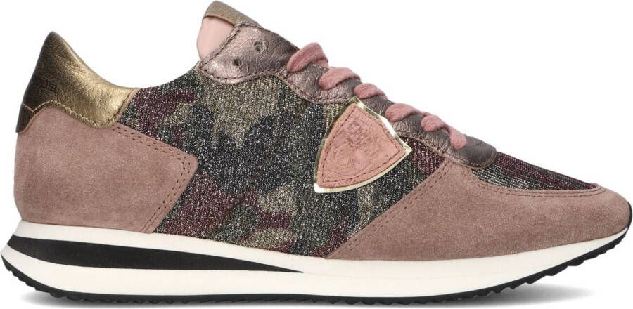 Philippe Model Sneakers Dames Lage sneakers Damesschoenen Canvas TRPX camo Glitter Oud roze