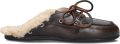 POSA Instappers Dames Boat Loafer Mule Fur Leer Bruin - Bruin