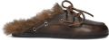 POSA Instappers Dames Boat Loafer Mule Hairy Fur Ponyhair Bruin - Bruin