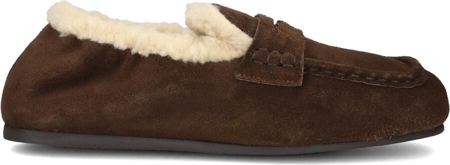 POSA Loafers Dames Penny Loafer Square Fur Suède Bruin