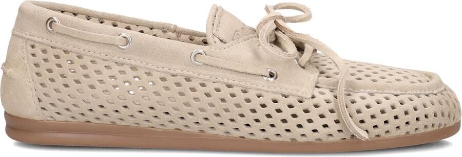 POSA Mocassins Dames Boat Loafer Perforated Maat: 38 Materiaal: Suède Kleur: Beige