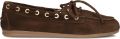 POSA Mocassins Dames Boat Loafer Saddle Stich Suède Bruin - Bruin